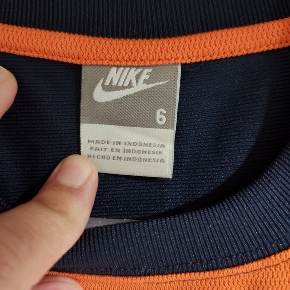 Vintage Nike No Sleeve Kids Baseball Size 6 Orange And Blue - Picture 2 of 3